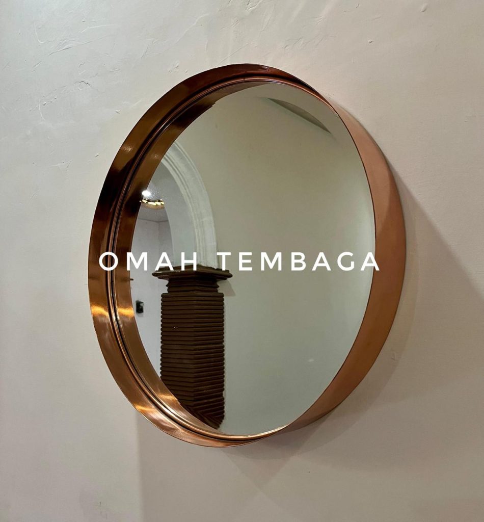 cermin bulat tembaga kuningan